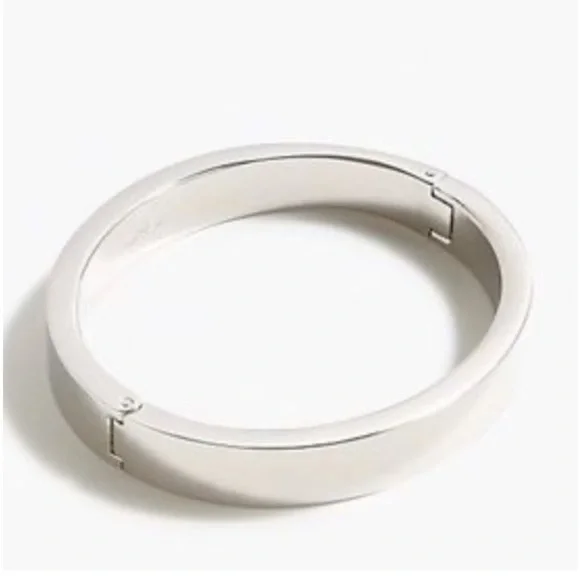 JCrew Hinged Polished Silver Bangle Bracelet NWOT - Picture 2 of 2